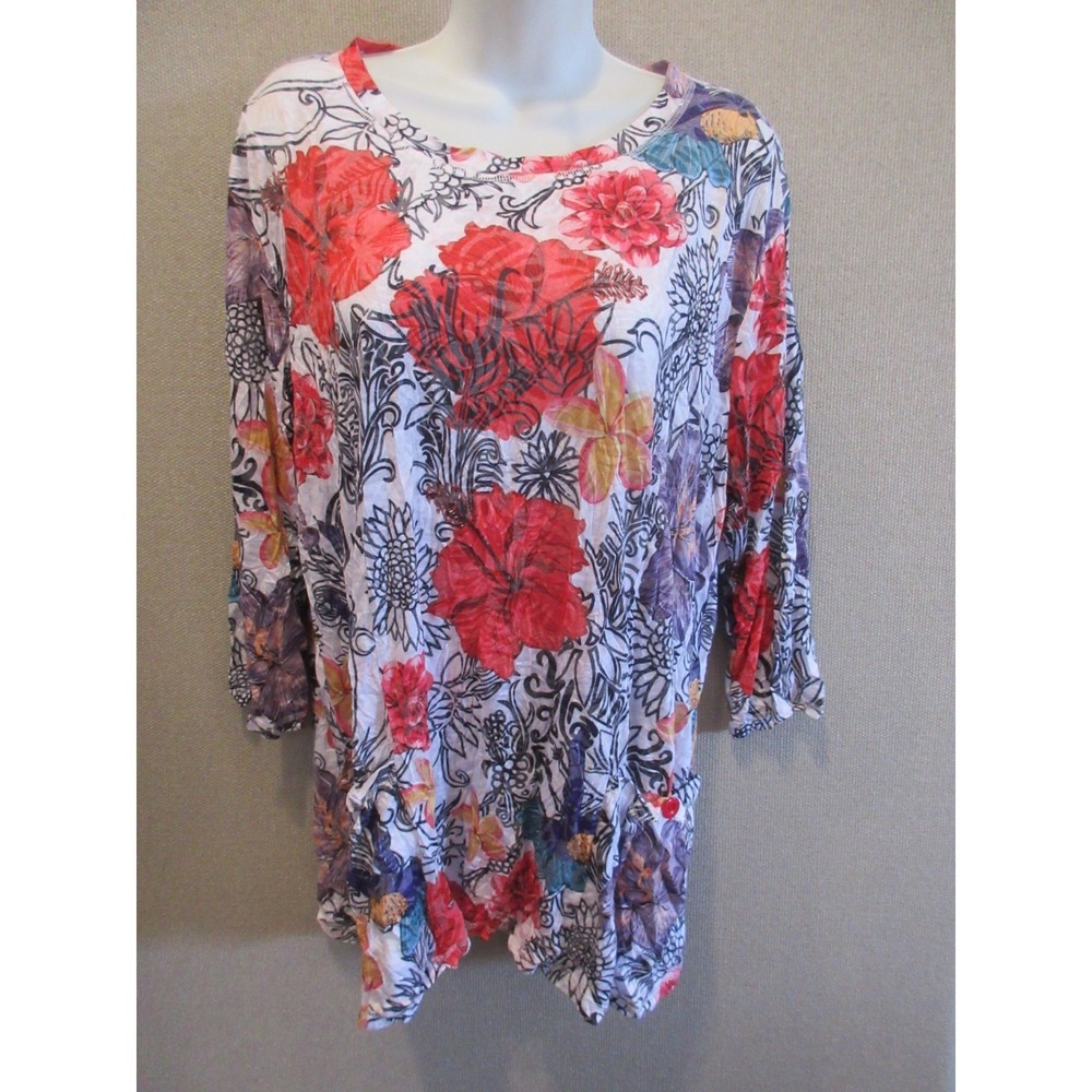 Shana Crinkle Floral Top Size XXL
